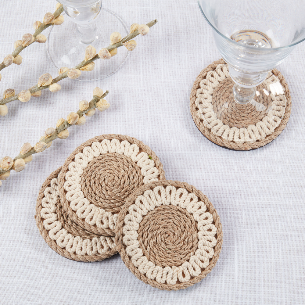 C0274 - Natural 4" Round Rope Coaster