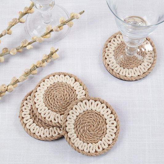 C0274 - Natural 4" Round Rope Coaster