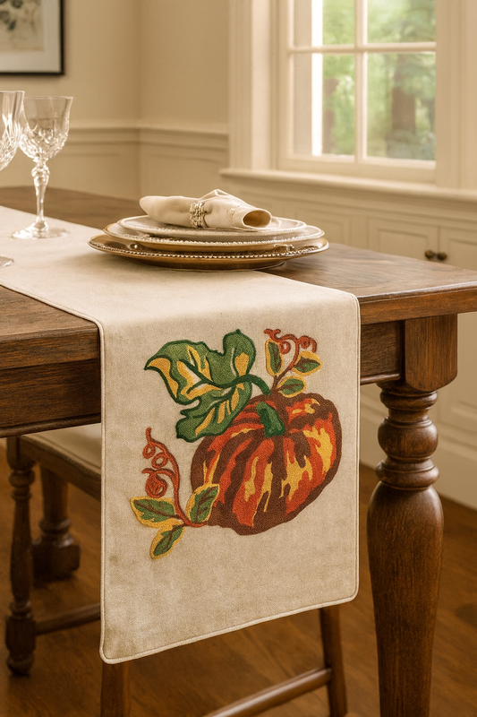 0835 - Embroidered Pumpkin Table Runner - 14x72 in