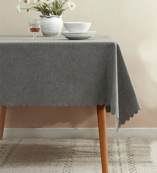 TBL0057 - Slate Scalloped Border Wrinkle-Free Tablecloth
