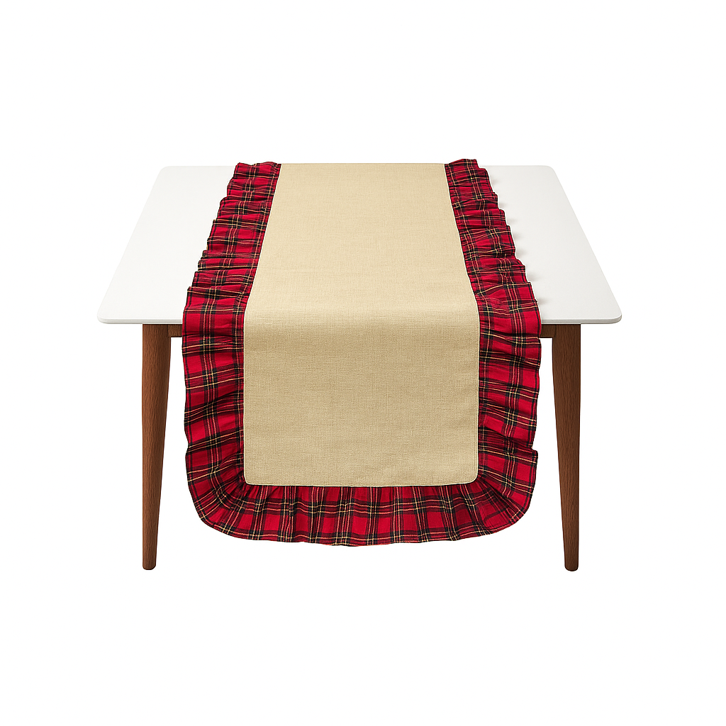 TBL0003 - Tartan Plaid Ruffled Trim Holiday Table Runner