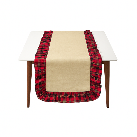 TBL0003 - Tartan Plaid Ruffled Trim Holiday Table Runner