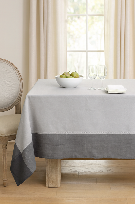 TBL0018 - Grey Two-Tone Cotton Blend Tablecloth
