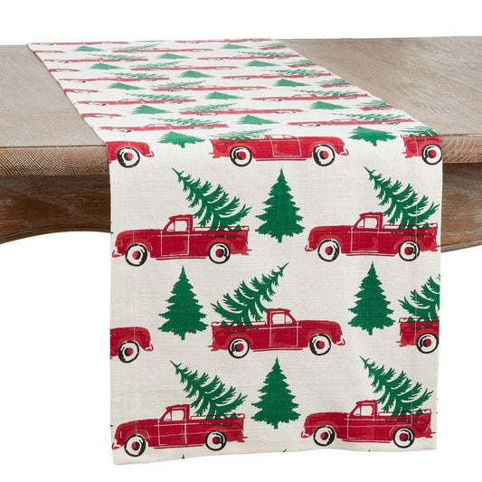 6082 - Christmas Truck Cotton Table Runner