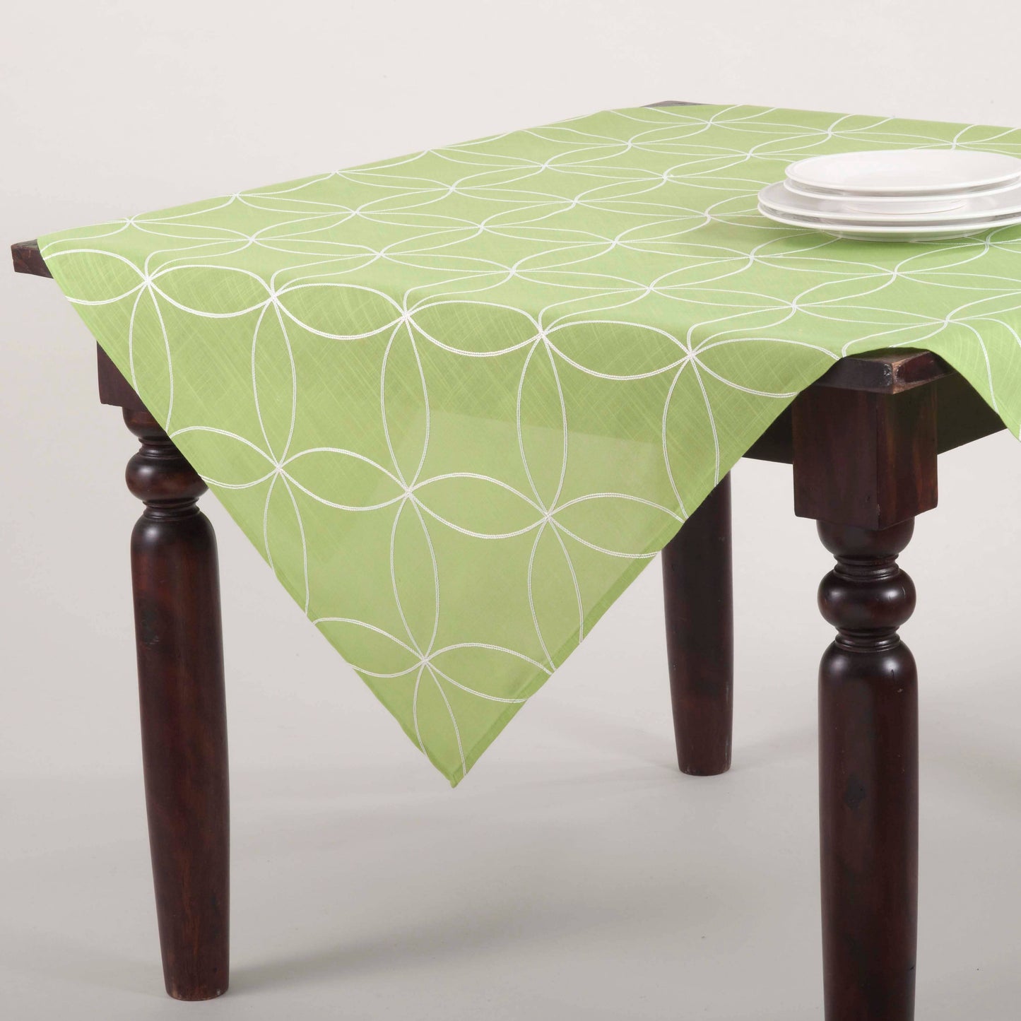 71460 - White Stitched Tile Green 50" Square Tablecloth