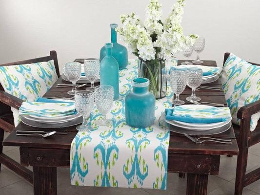 0170 - Blue Raiatea Ikat Cotton 16x72 Table Runner
