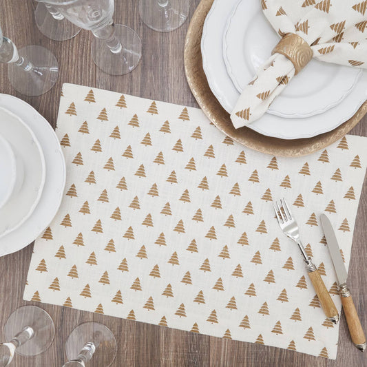 7555 - Gold Christmas Tree Cotton 14x20 Placemat