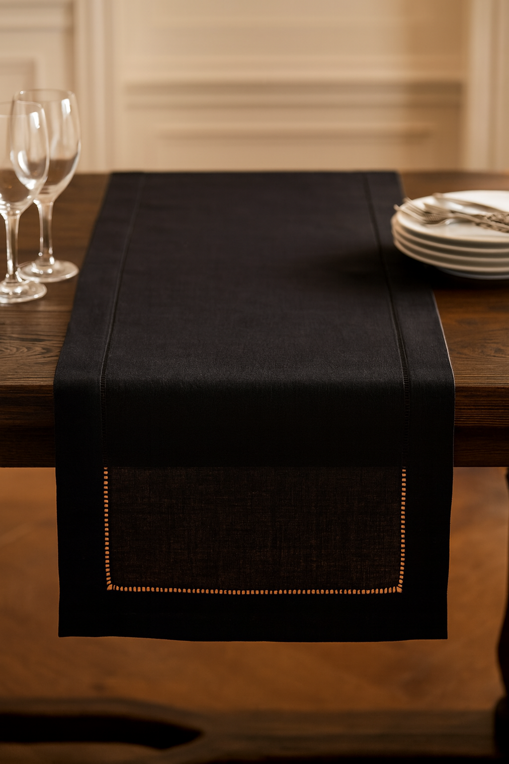 7300 - Black Hemstitch Table Runner