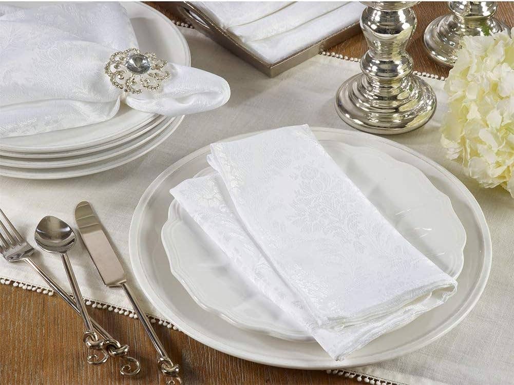 6115 - White Damask 20" Cloth Napkin