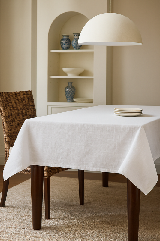 4014 - White Classic Woven 84"x84" Tablecloth