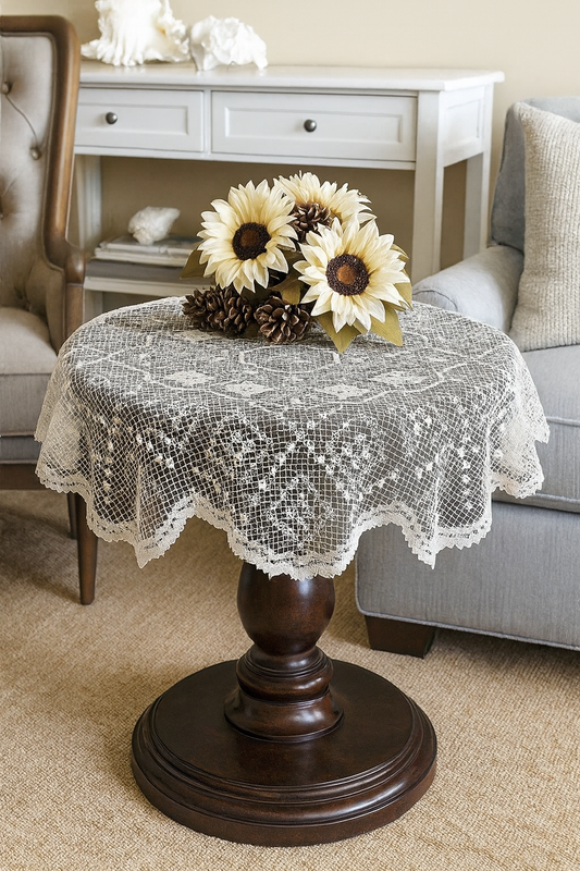 0317 - Handmade Allover Tuscany Lace Tablecloth - 36" Round