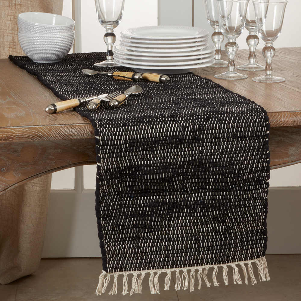 3332 - Black Chindi Cotton 16"x72" Table Runner