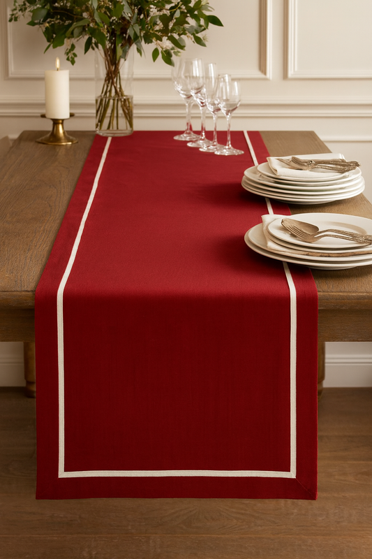 13257 - Red Classic Pleated 16X70 Table Runner
