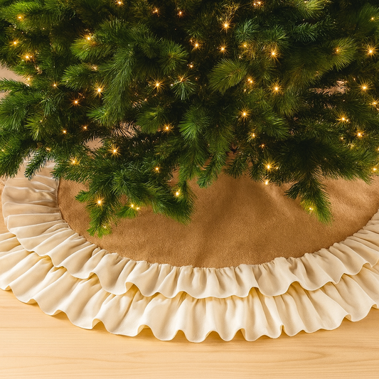 0515 - Natural Sidonia Cotton Jute Ruffle Christmas Tree Skirt