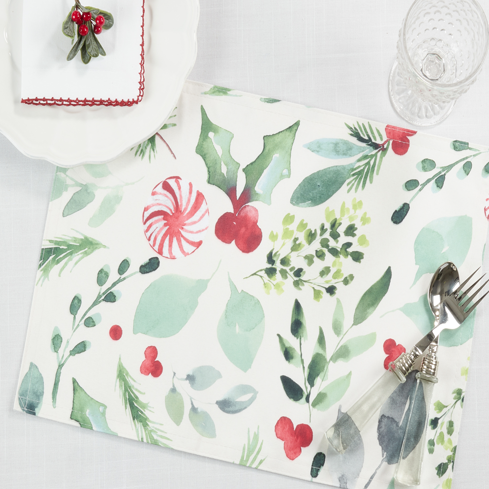 2121 - Christmas Foliage and Candy Canes 13"X19" Placemat