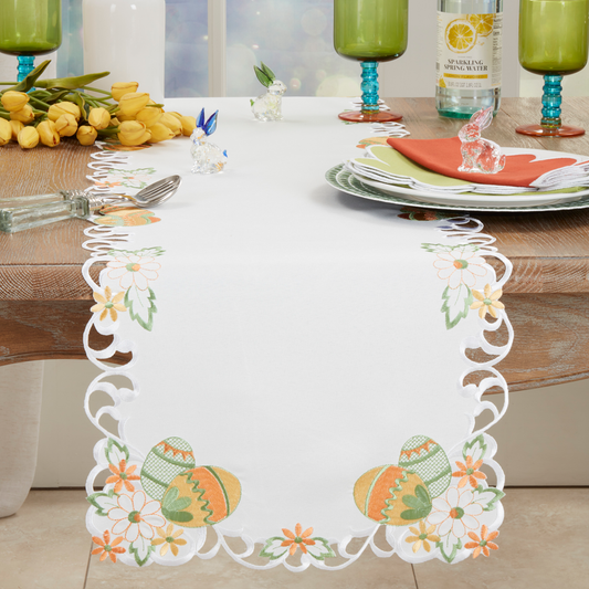 7050 - Festive Embroidered Easter Eggs Table Runner