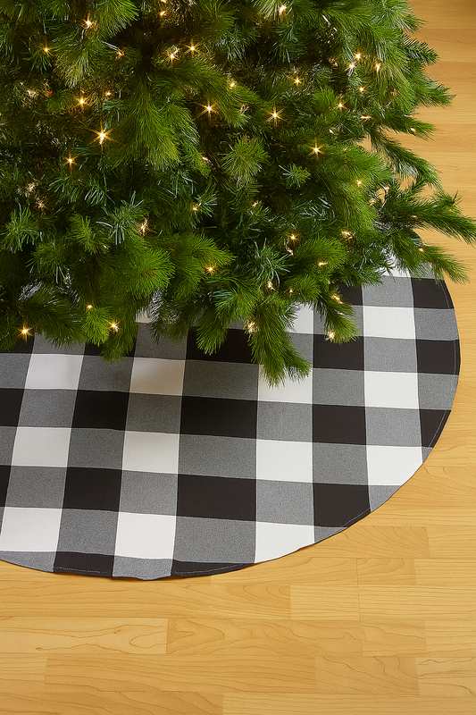 9025 - Buffalo Check Black-White Cotton 53" Christmas Tree Skirt