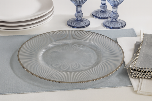 CH407 - Clear Pleated 13" Glass Charger Plate