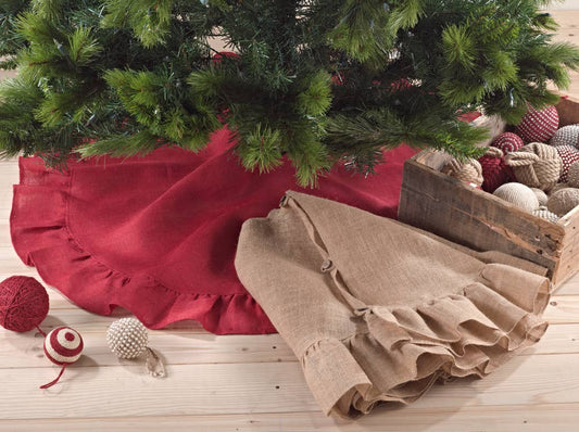 9613 - Ruffle Trim Burlap Christmas Tree Skirt