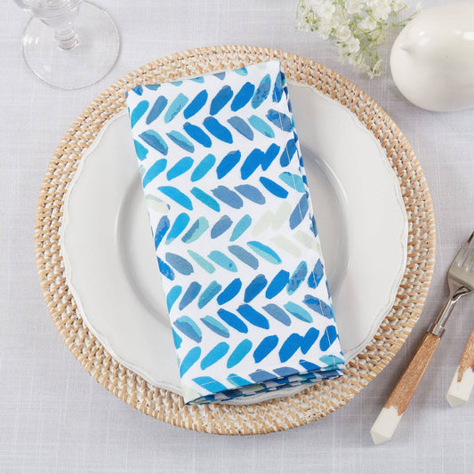 6555 - Blue Watercolor Chevron 20" Dinner Napkin