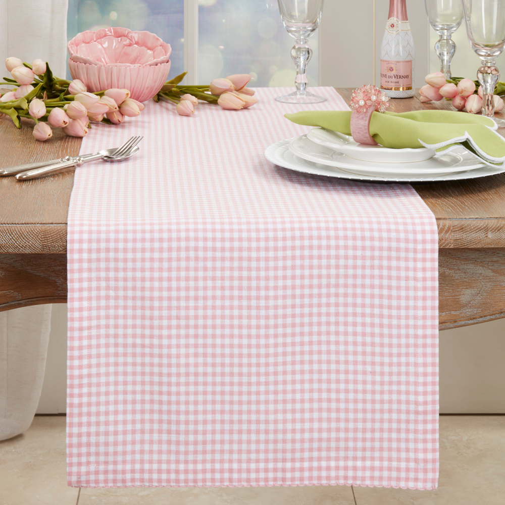 9201 - Pink Gingham 16"X72" Cotton Table Runner