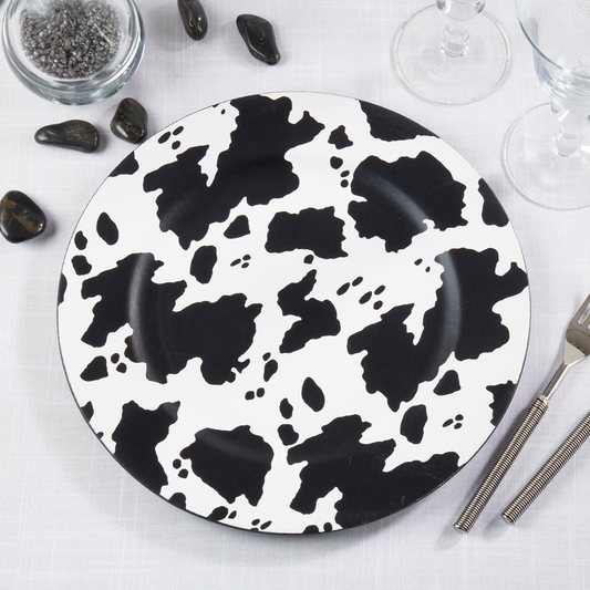 CH705 - Black and White Cow Print Charger Plate