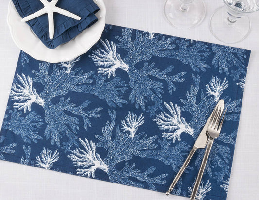 1204 - Navy Blue Sea Coral 13"X19" Placemat