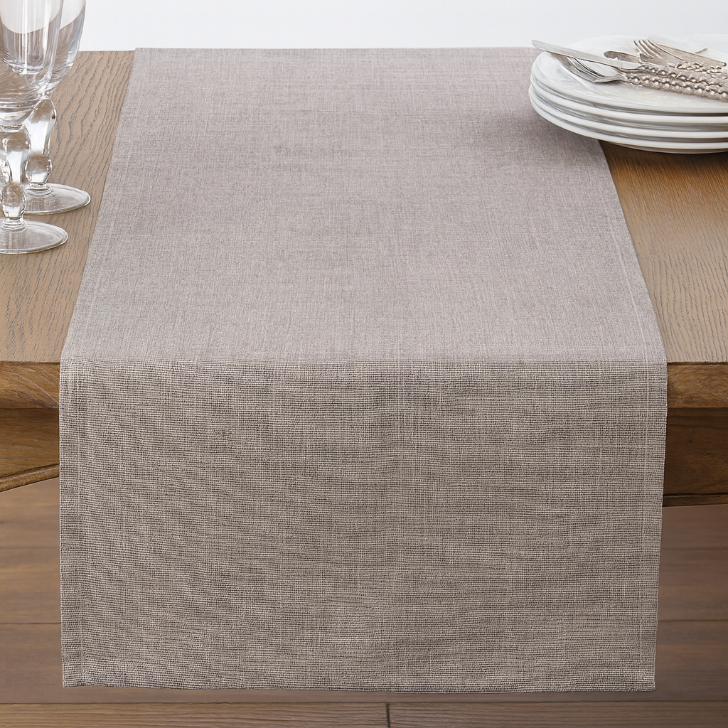 1613 - Classic Grey Pure Linen 16"X72" Table Runner