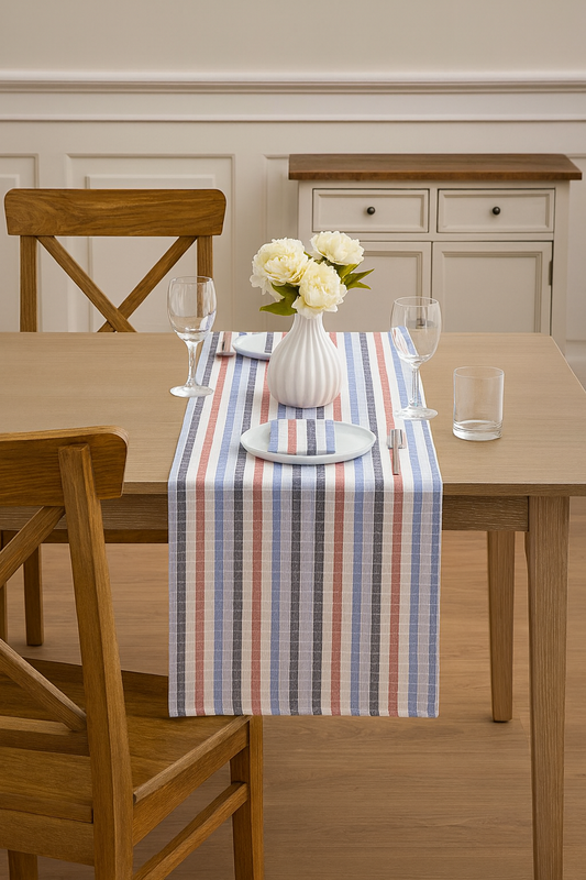 TBL0025 - Colorful Stitched Stripe Design Cotton Table Runner