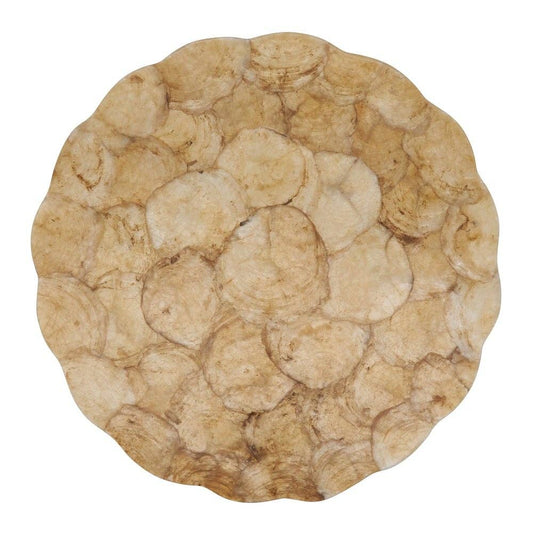 1701 - Champagne Capiz Shell Scalloped 15" Round Placemat