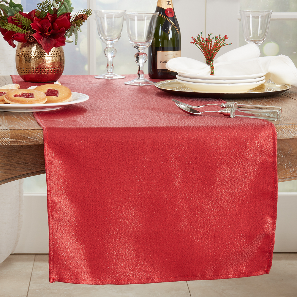 XJ332 - Red Shimmering Holiday Table Runner