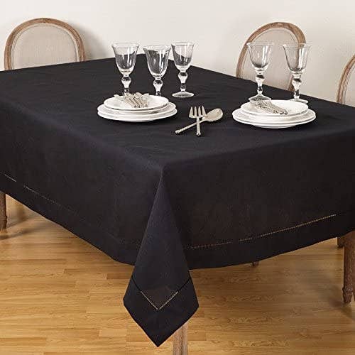 7300 - Black Hemstitch Tablecloth