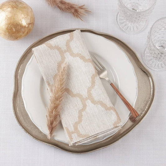 6718 - Taupe Moroccan Laser-Cut Hemstitch 20" Cloth Napkin