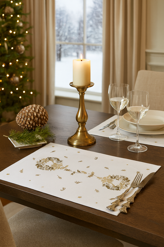 2694 - White Embroidered Wreath 14"X20" Placemat