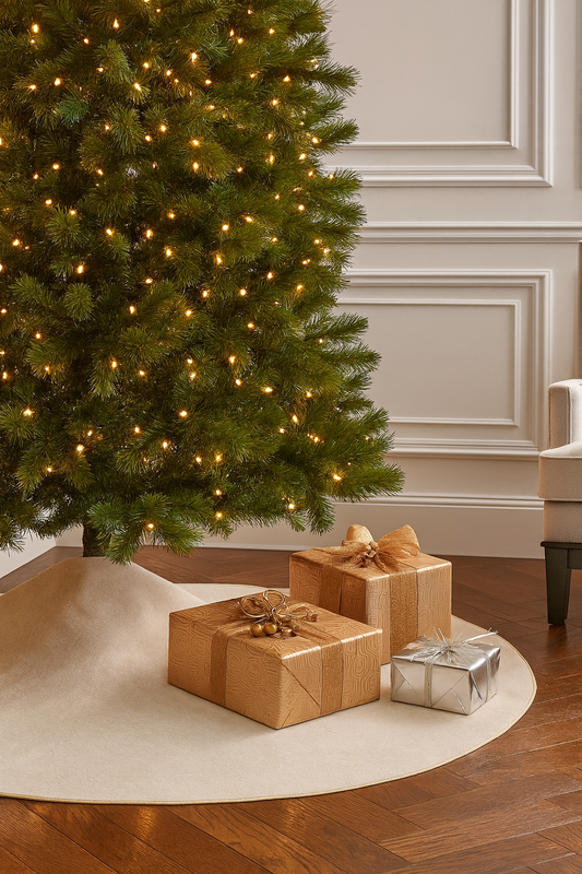 XM731 - Classic Natural Linen Blend Christmas Tree Skirt - 56" Round