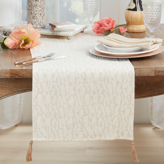 2897 - Natural Jacquard Linen-Cotton 16"X72" Table Runner