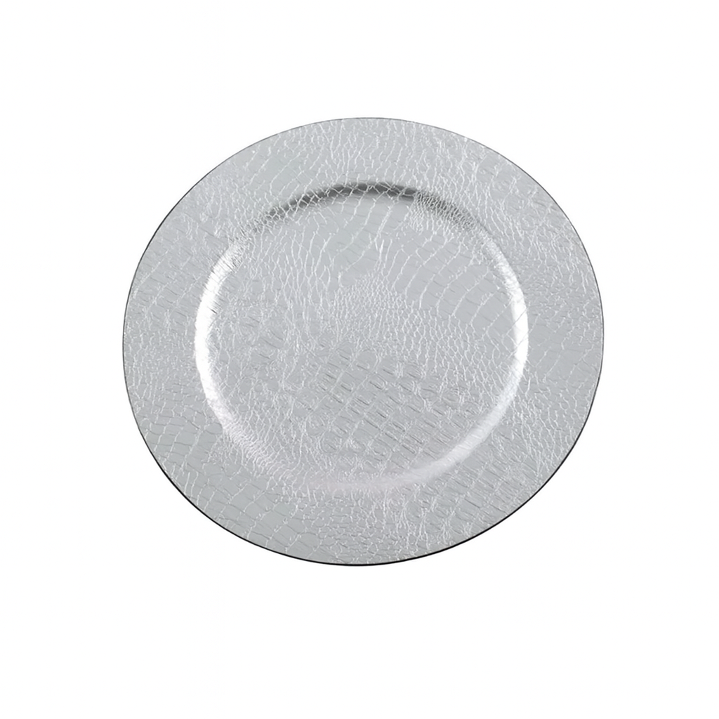 CH155 - Silver Reptile Textured Pattern 13" Charger Plate