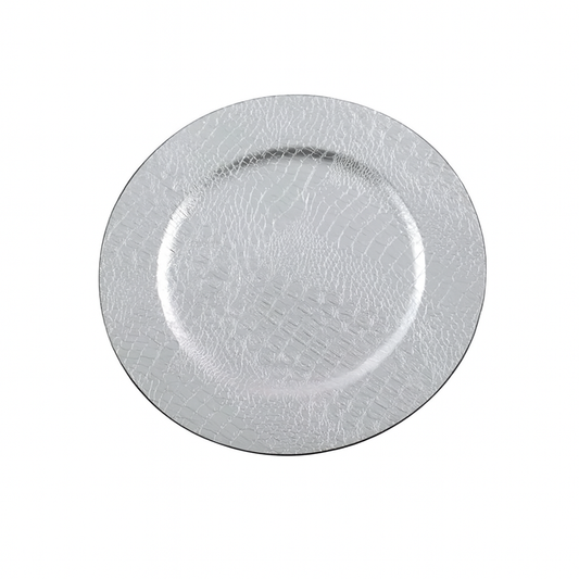 CH155 - Silver Reptile Textured Pattern 13" Charger Plate