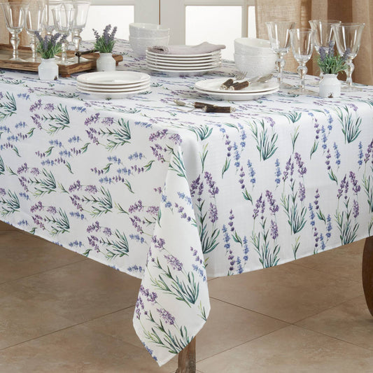 1127 - Garden Lavender White Tablecloth