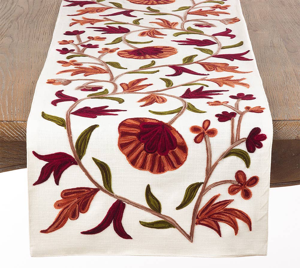 5828 - Embroidered Autumn Design 16"X72" Table Runner