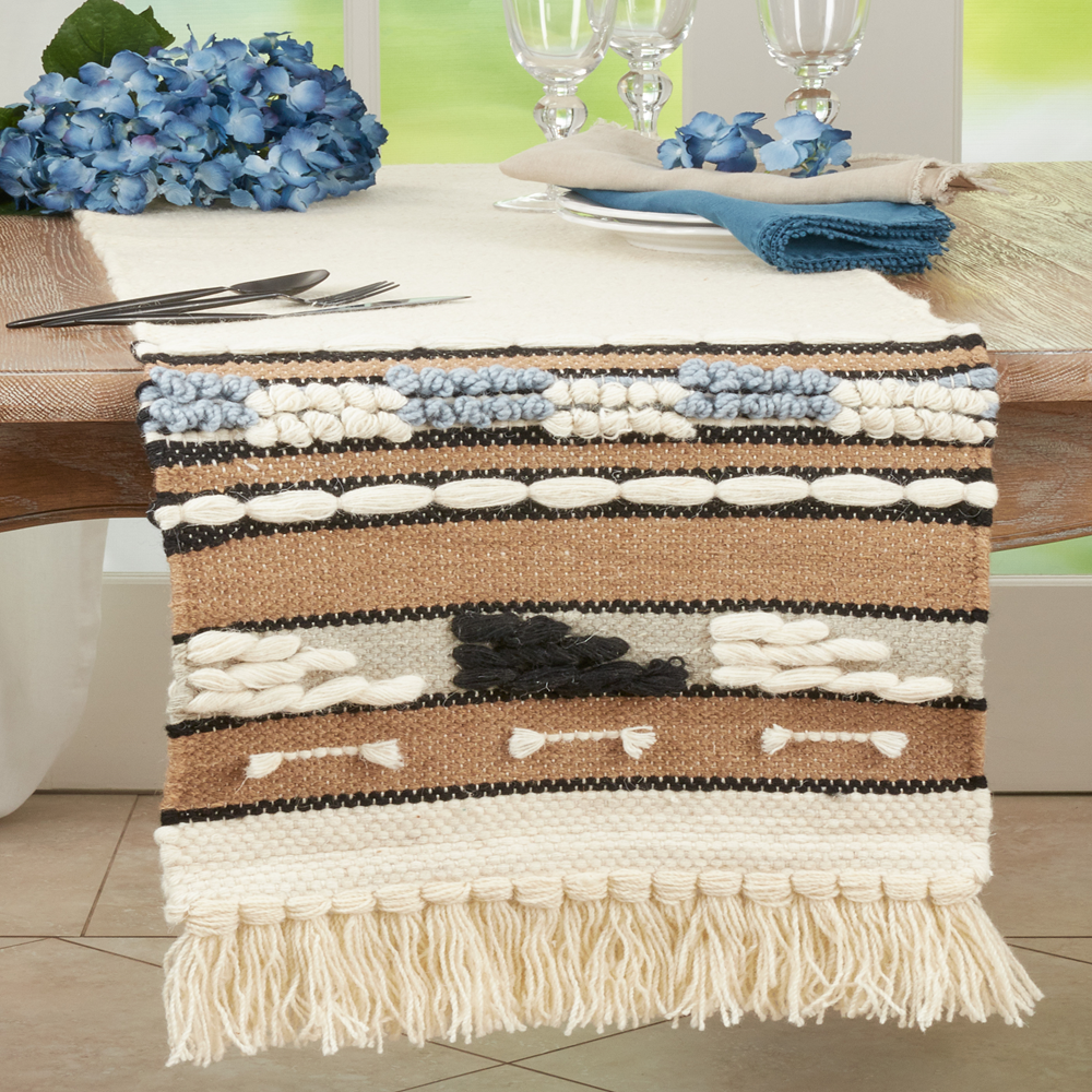 9460 - Textured Boho Wool 16"x72" Table Runner