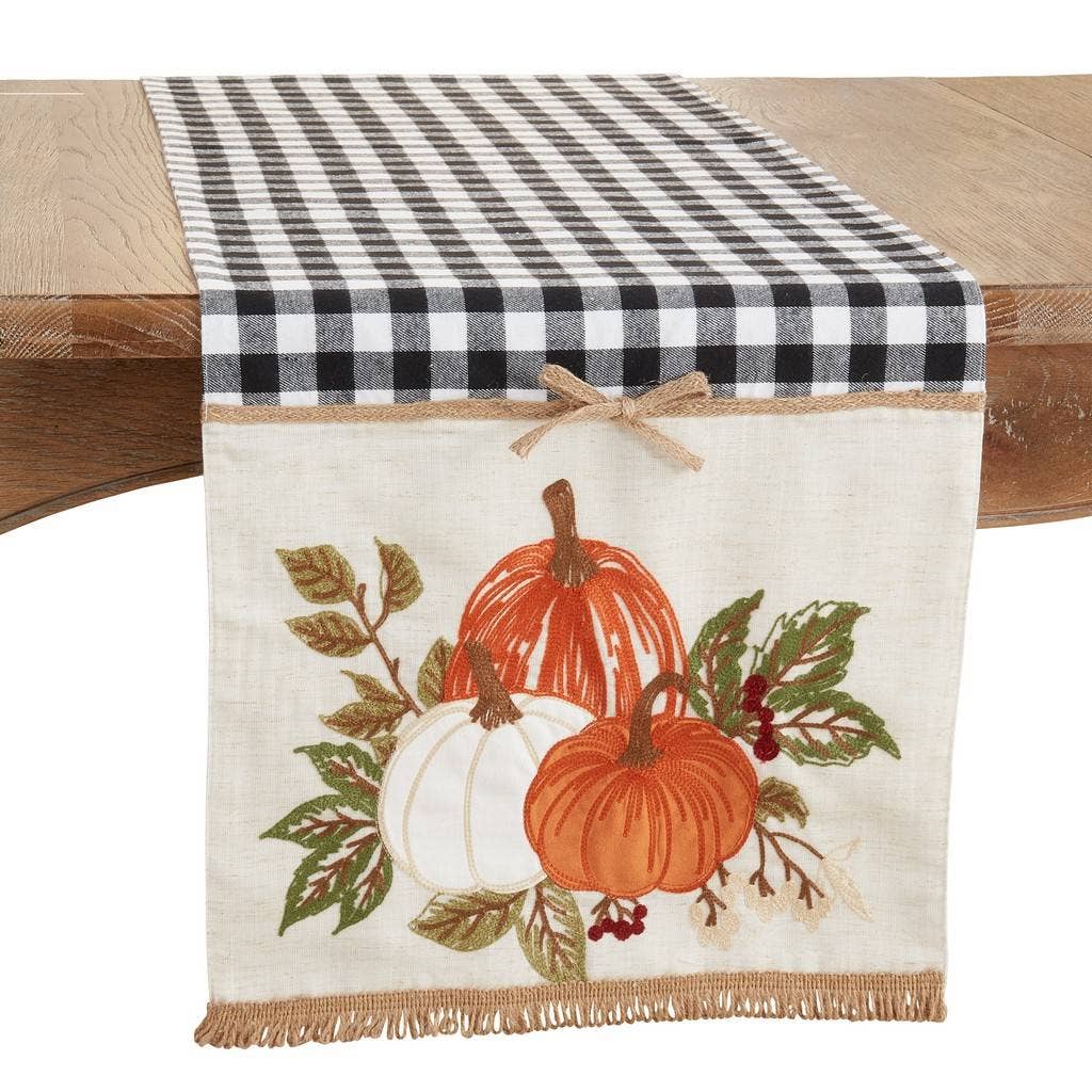 2290 - Plaid Embroidered Pumpkins 16x70 Table Runner