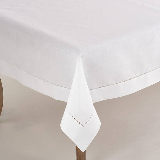 6300 - White Classic Hemstitched Tablecloth