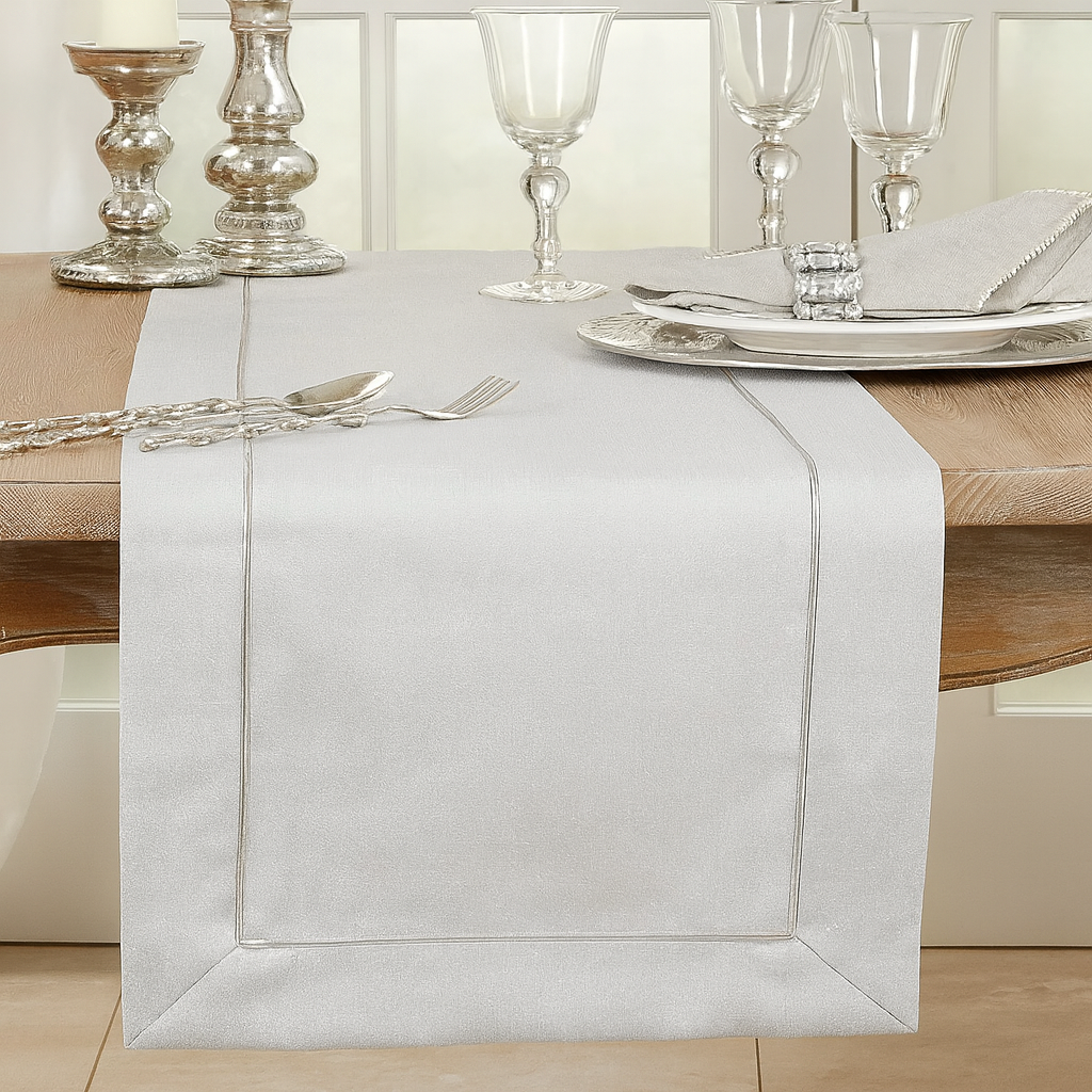 9110 - Silver Shimmering Piping Table Runner