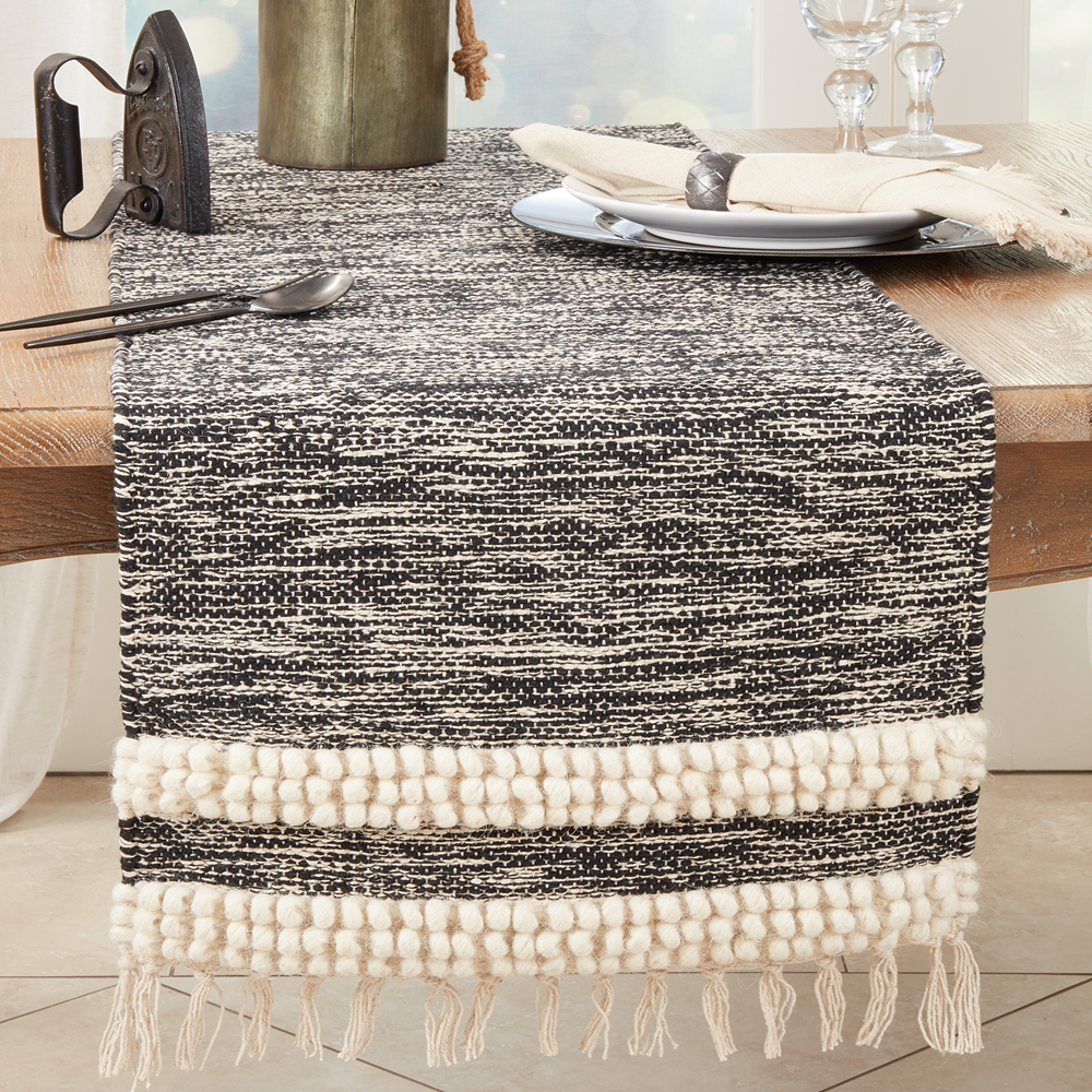 1268 - Pom Pom Stripe Cotton-Wool Table Runner