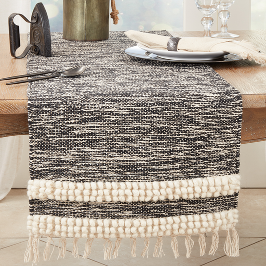 1268 - Pom Pom Stripe Cotton-Wool Table Runner