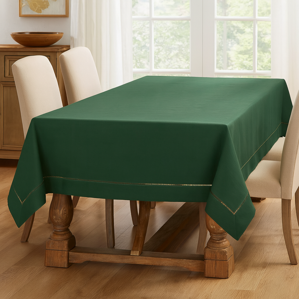 7300 - Emerald Green Hemstitch Tablecloth