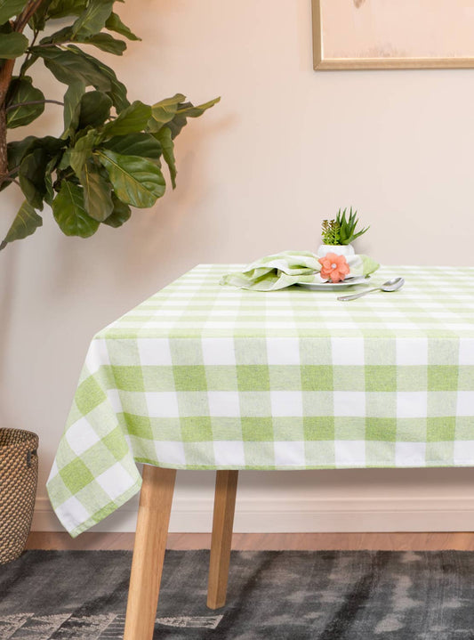 TBL0027 - Lime-White Buffalo Plaid Thin Soft 56" Tablecloth