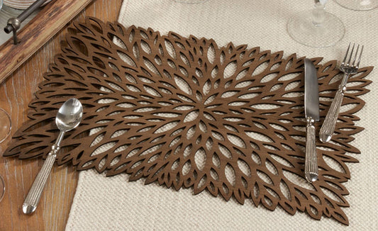 1150 - Brown Laser Cut Wood Design 12"x18" Placemat
