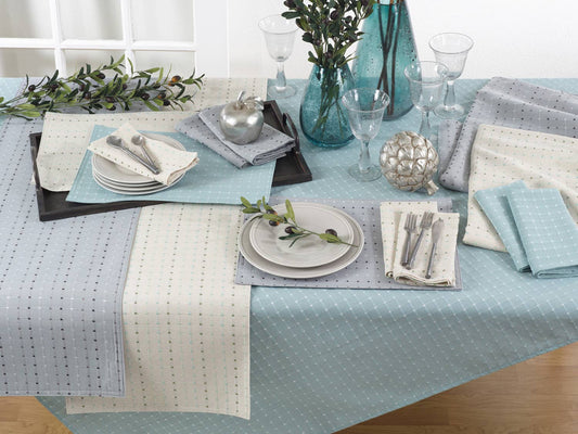 2136 - Stitched Line Cotton Blend Tablecloth, Runner, Placemat